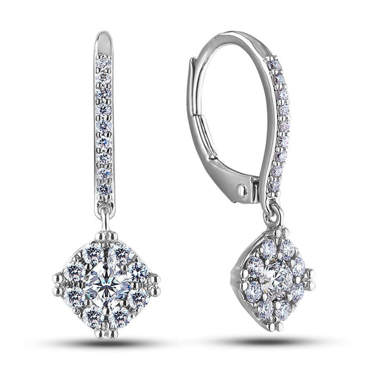 Real Diamonds Lady Dangle Earrings F Vs1Vvs1 White Gold 14K 2 Carats