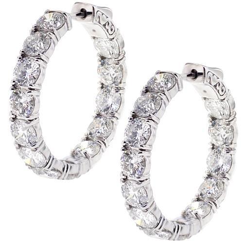 Real Diamonds Lady Hoop Earrings Sparkling Gold White 14K 3.90 Carats