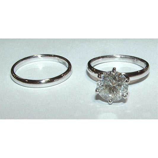 Real Diamonds Solitaire Ring Set 2 Ct Diamond White Gold