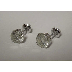 Real Diamonds Stud Earrings 4 Carats White Gold New