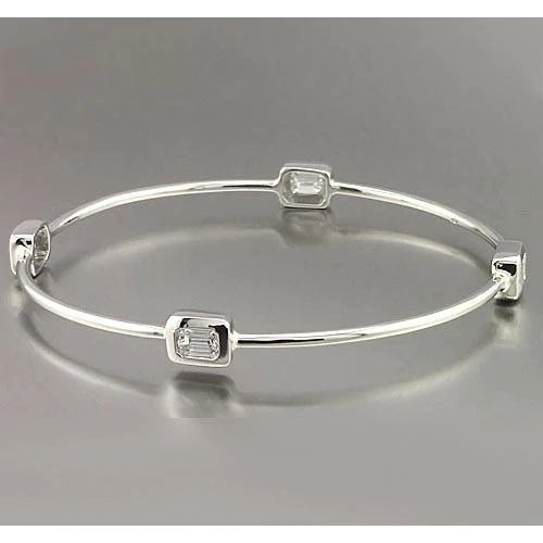 Real Emerald Cut Diamond Bangle 2 Carats Jewelry