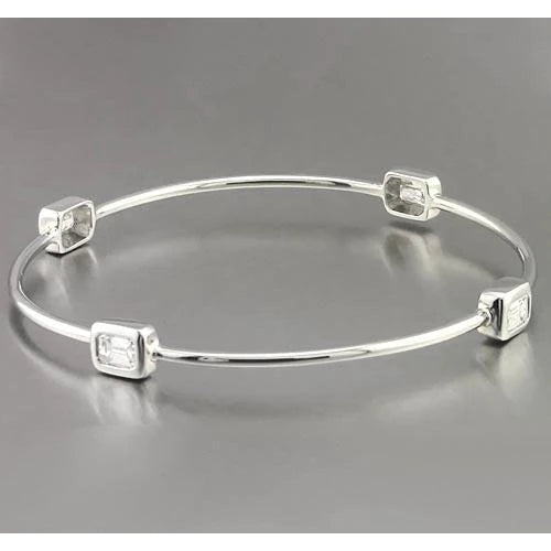 Real Emerald Cut Diamond Bangle 2 Carats Jewelry
