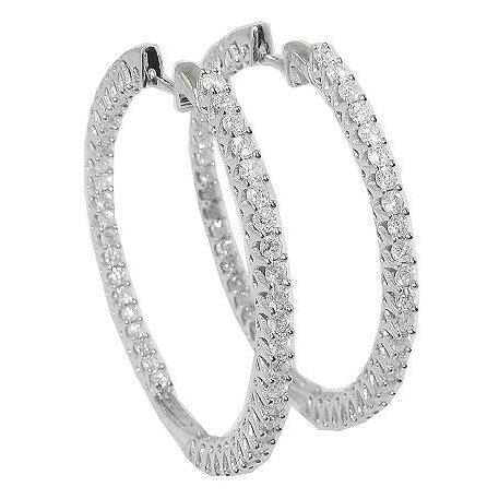Real F Vvs1 Diamonds Hoop Earrings White Gold Gorgeous Round Cut 5.50 Ct