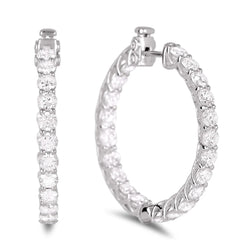 Gorgeous Round Cut Natural Earth Mined Diamond Hoop Earring White Gold 4.10 Carats