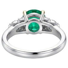 Gemstone Ring 14K Two Tone Gold with Emerald – top view
