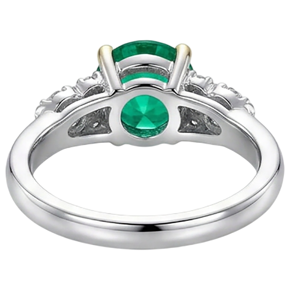 Gemstone Ring 14K Two Tone Gold with Emerald – top view