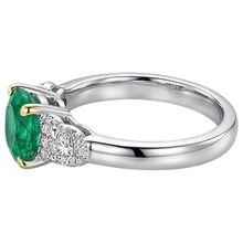 Gemstone Ring 14K Two Tone Gold with Emerald – angle view