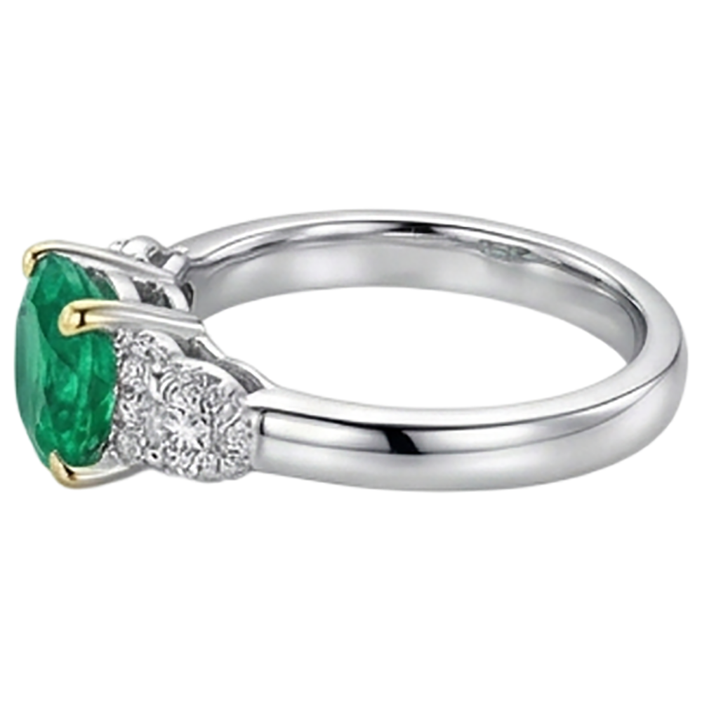 Gemstone Ring 14K Two Tone Gold with Emerald – angle view