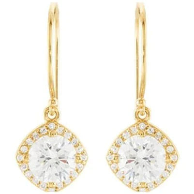 Real Halo-Styled Dangle Earrings 2.50 Carats 14K Yellow Gold