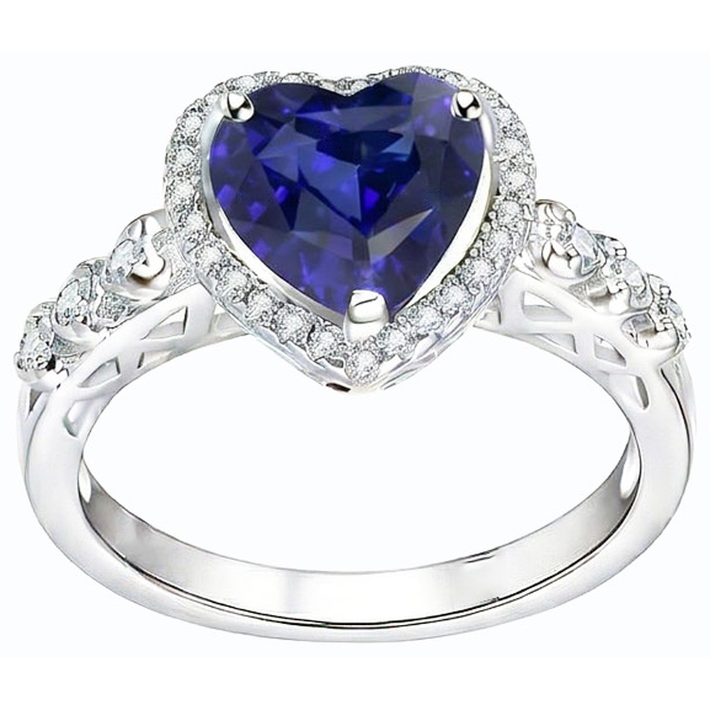 Real Heart Cut Sapphire Engagement Ring