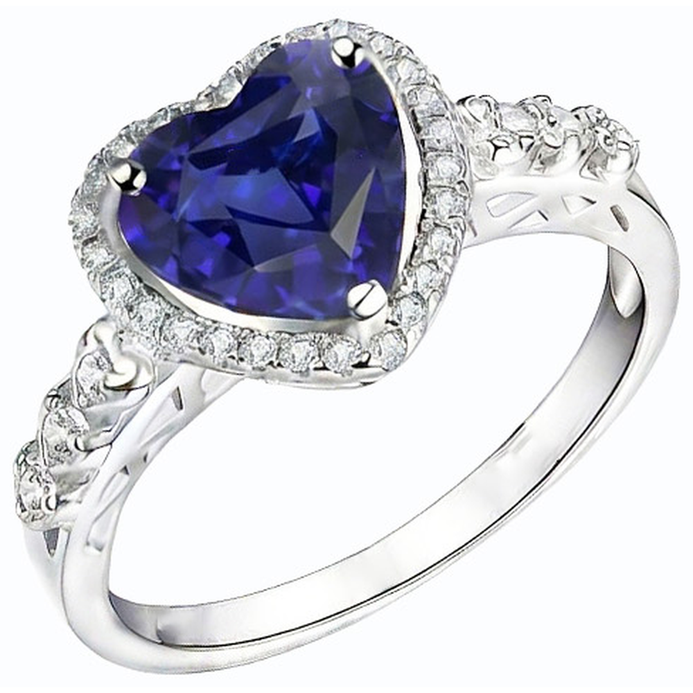 Real Heart Cut Sapphire Engagement Ring
