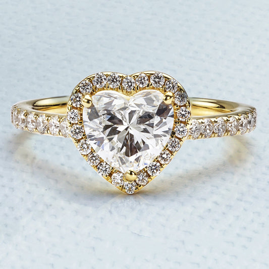 Real Heart Diamond Halo Ring 2.25 Carats