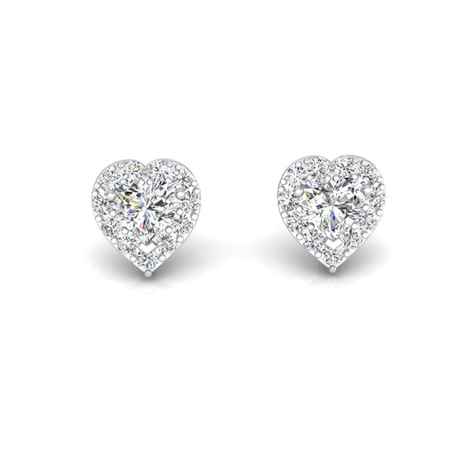 Heart Real   Shape Diamond  Earrings Gold 14K