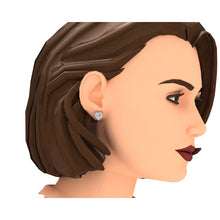 Heart Real   Shape Diamond Studs Halo Gold 14K