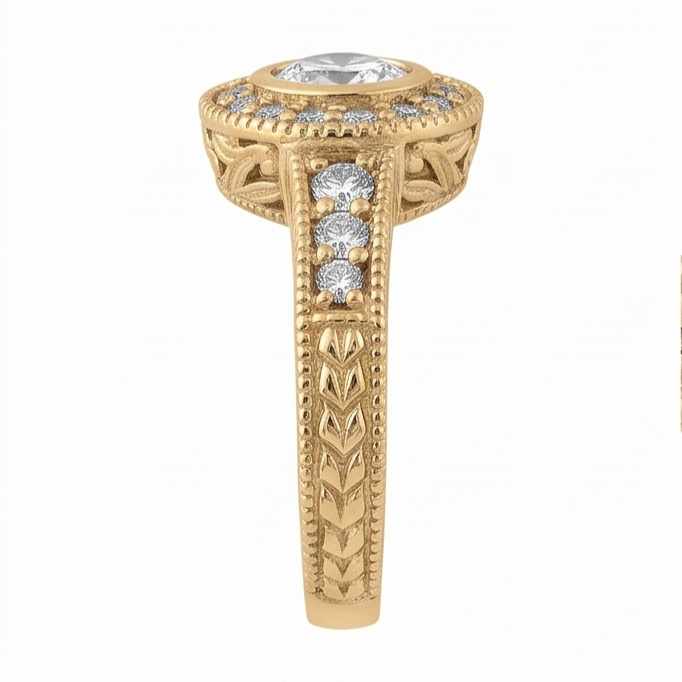 Real Natural Earth Mined DIAMOND ( NOT LAB GROWN ) Anniversary 0.80 Carat Fancy Ring Bezel Setting Jewellery YG 14K