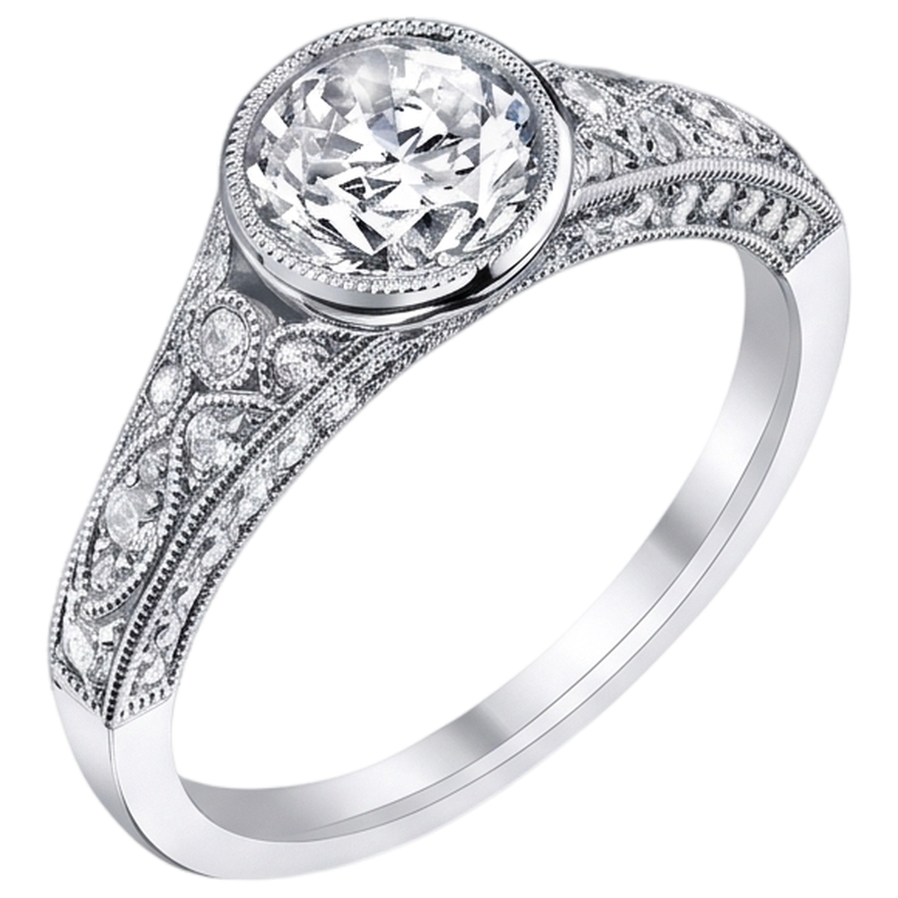 Real Natural Earth Mined DIAMOND ( NOT LAB GROWN ) Engagement Ring Antique Style 2.90 Carats White Gold Bezel Set