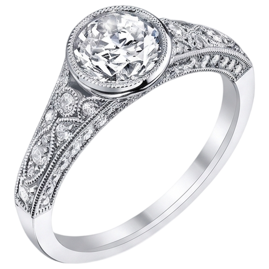 Real Natural Earth Mined DIAMOND ( NOT LAB GROWN ) Engagement Ring Antique Style 2.90 Carats White Gold Bezel Set