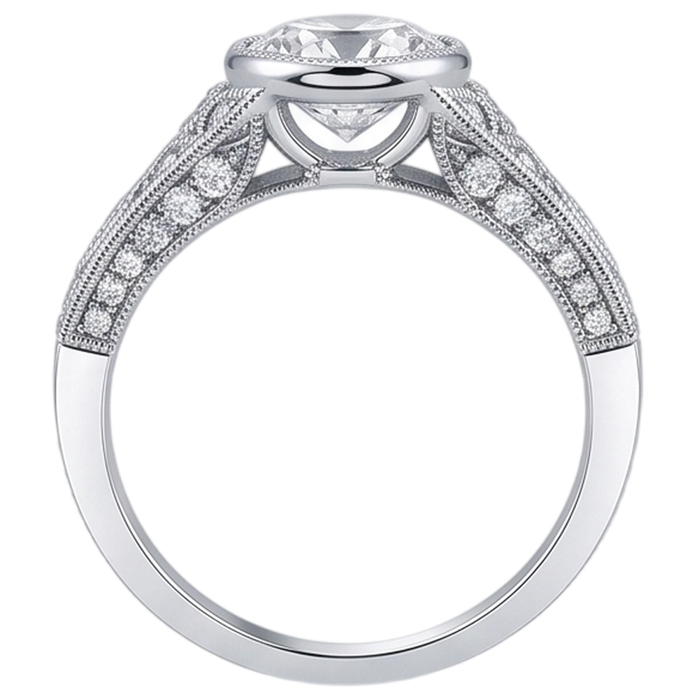 Real Natural Earth Mined DIAMOND ( NOT LAB GROWN ) Engagement Ring Antique Style 2.90 Carats White Gold Bezel Set