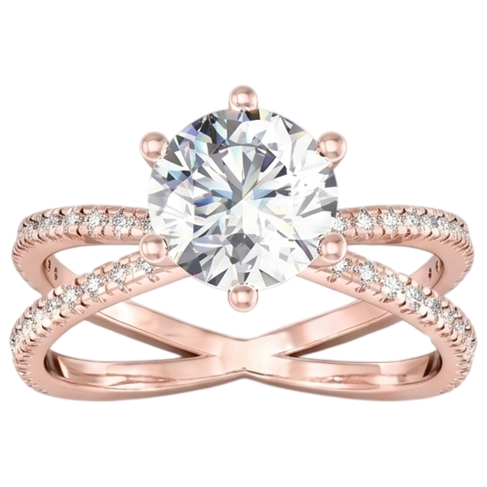 Real Natural Earth Mined DIAMOND ( NOT LAB GROWN ) Engagement Ring Twisted Split Shank 1.50 Carats Rose Gold 14K