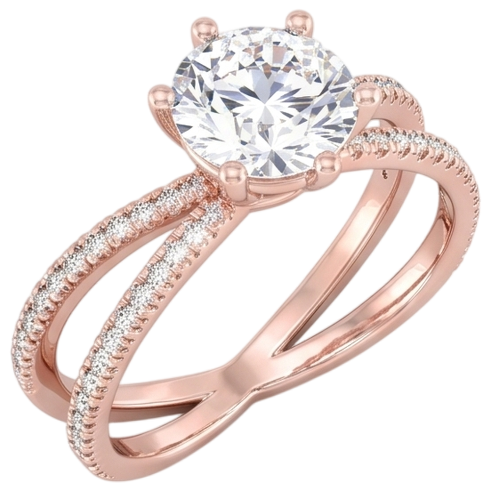 Real Natural Earth Mined DIAMOND ( NOT LAB GROWN ) Engagement Ring Twisted Split Shank 1.50 Carats Rose Gold 14K
