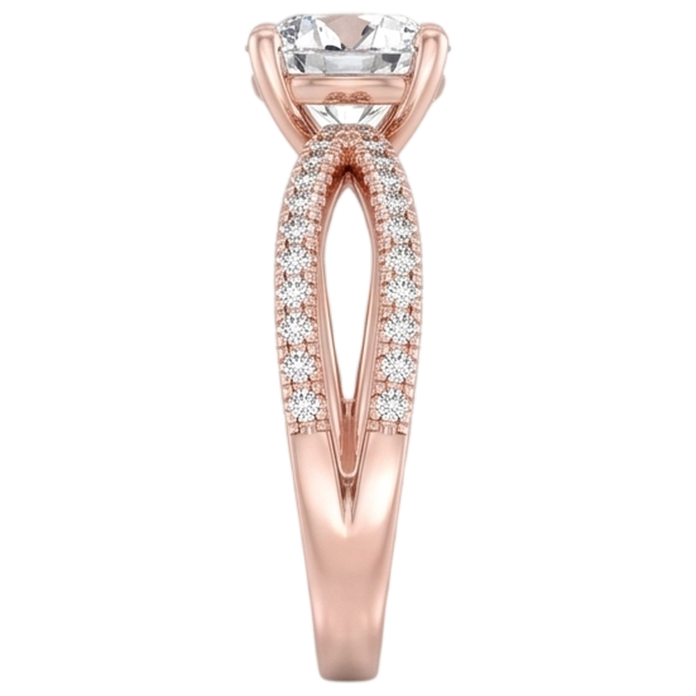 Real Natural Earth Mined DIAMOND ( NOT LAB GROWN ) Engagement Ring Twisted Split Shank 1.50 Carats Rose Gold 14K