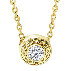 Real Necklace Pendant With Chain 1 Carats Yellow Gold 14K New