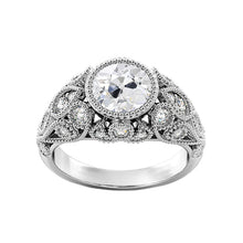 Real Old Cut Round Diamond Ring Bezel Set 3.50 Carats Milgrain Shank