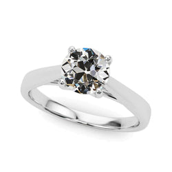 Real Old Mine Cut Diamond Solitaire Ring 14K Gold 1.50 Carats
