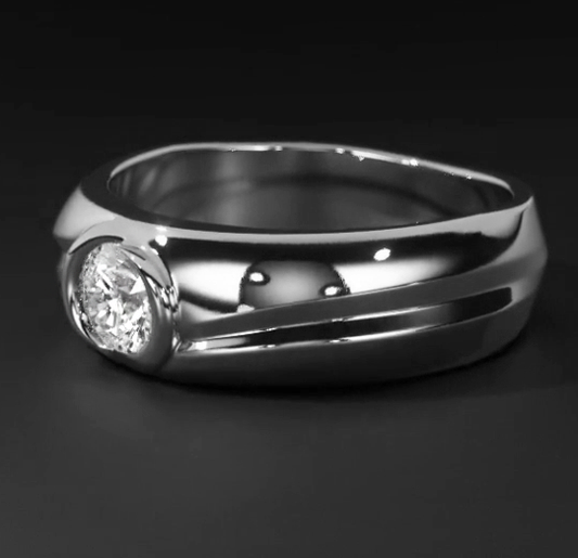 Real Oval Diamond Ring Mens Jewelry Bezel
