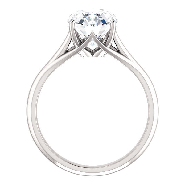 Real Oval Solitaire Ring 5 Carats Trellis Setting White Gold Jewelry