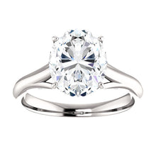 Real Oval Solitaire Ring 5 Carats Trellis Setting White Gold Jewelry