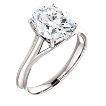 Real Oval Solitaire Ring 5 Carats Trellis Setting White Gold Jewelry