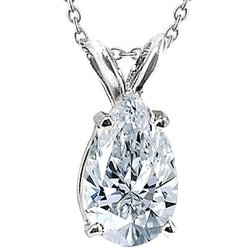 Real Pear Diamond Pendant With Chain 1 Ct. Necklace