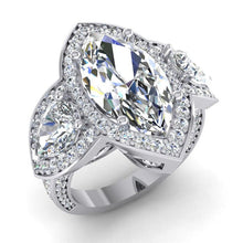 Real Pear and Marquise Diamond 3 Stone Halo Ring 7.45 Carats