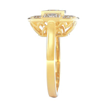 Real Princess And Round Diamond Wedding 2.15 Carats Ring Yellow Gold 18K4