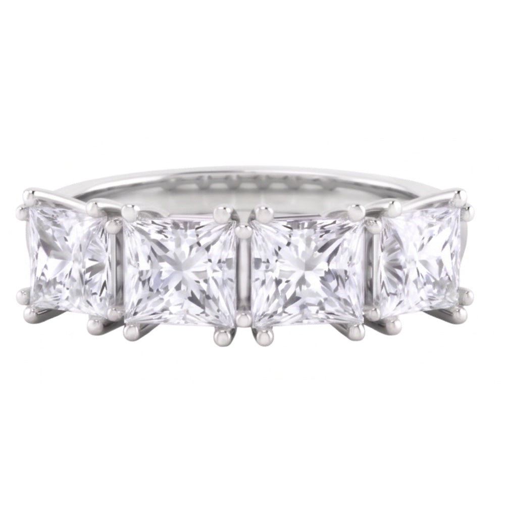 Real Princess Cut Natural Earth Mined Diamond Anniversary Ring Band 3 Carats
