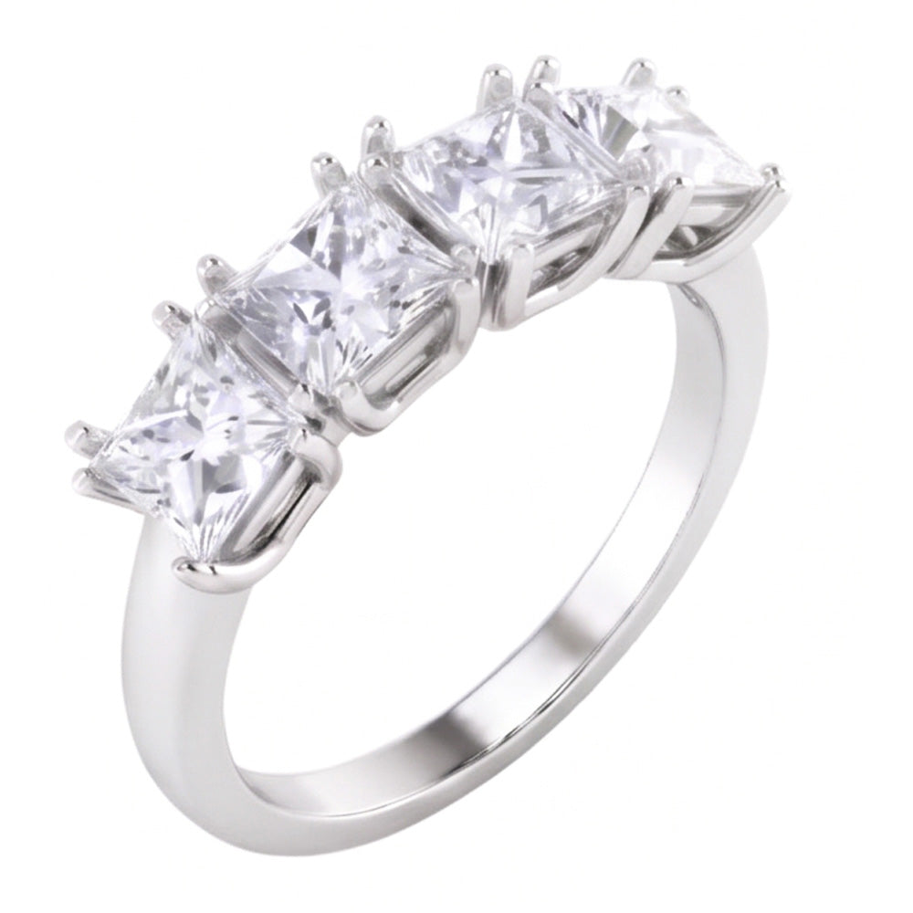 Real Princess Cut Natural Earth Mined Diamond Anniversary Ring Band 3 Carats