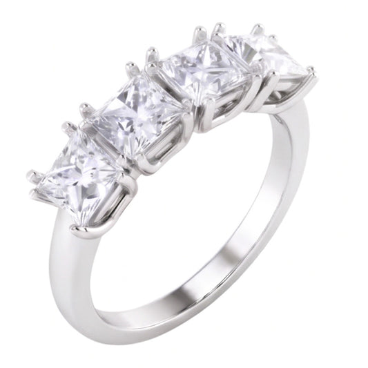 Real Princess Cut Natural Earth Mined Diamond Anniversary Ring Band 3 Carats