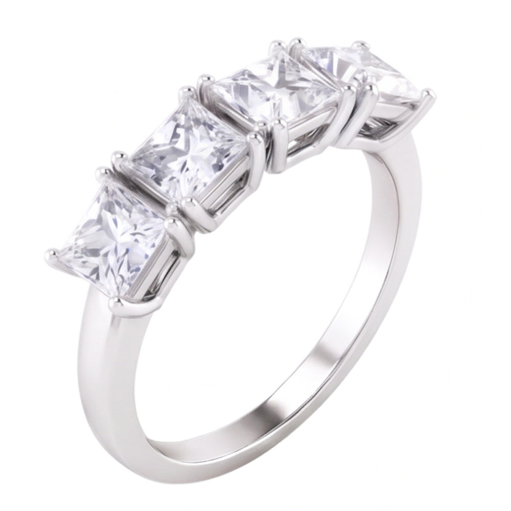 Real Princess Cut Natural Earth Mined Diamond Anniversary Ring Band 3 Carats