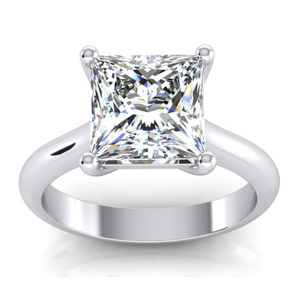 Real Princess Cut Solitaire Engagement Ring 2.50 Carats