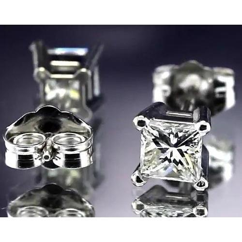 Princess Natural Earth Mined Diamond Studs 1 Carat