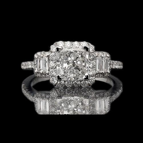 Real Radiant Cut Engagement Ring 3 Carat Natural Earth Mined Diamonds Fancy Ring White Gold 14K