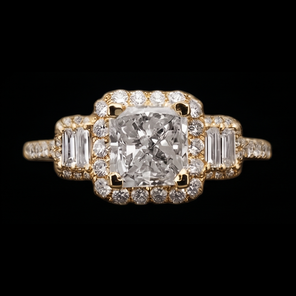 Real Radiant Cut Engagement Ring 3 Carat Natural Earth Mined DIAMOND ( NOT LAB GROWN )s Fancy Ring White Gold 14K
