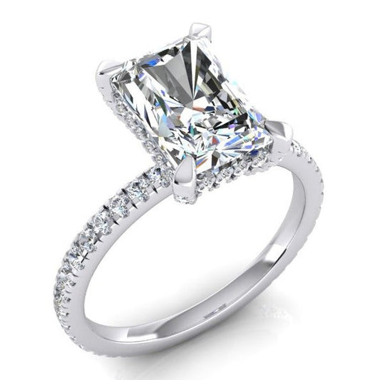 Real Radiant Pave Diamond Ring