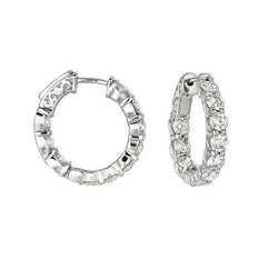Real Round Brilliant 4 Carat Diamond Earring 20 Pointer Hoop Jewelry WG 14K