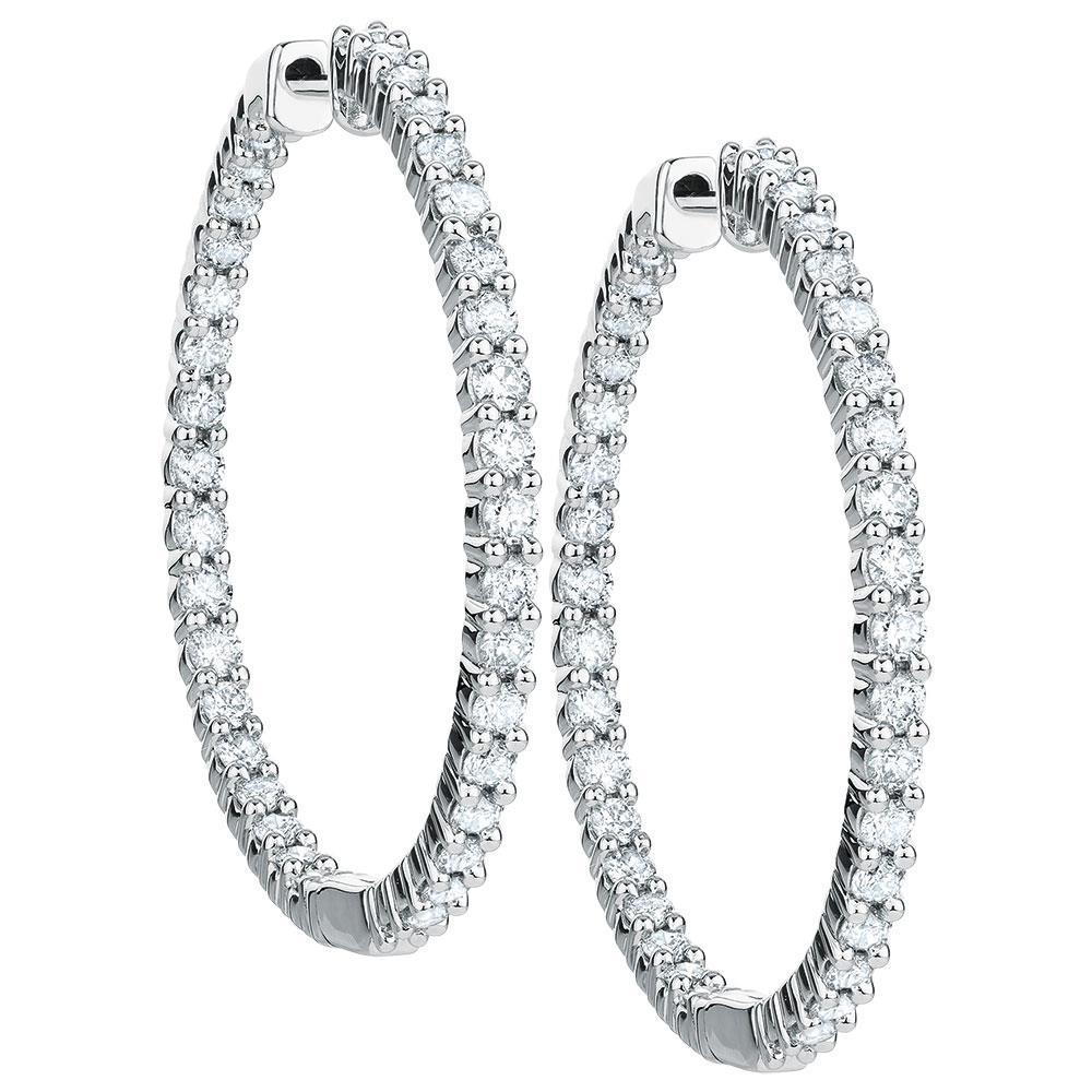 Real Round Brilliant Cut Diamond Hoop Earring White Gold 3.5 Ct.