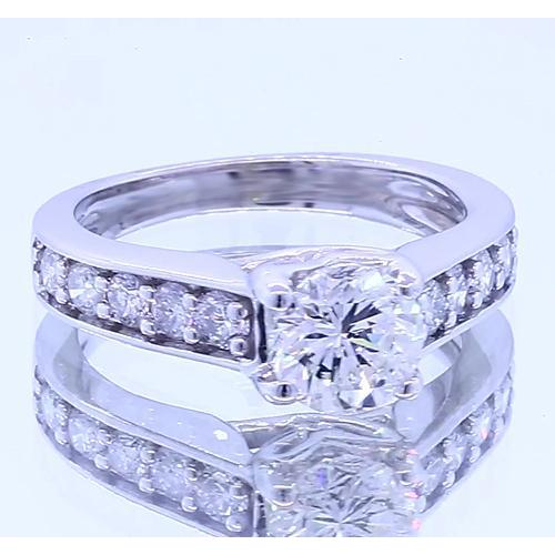 Real Round Diamond 2 Carats Engagement Ring Channel Set White Gold 14K