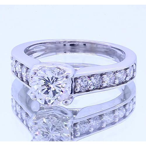 Real Round Diamond 2 Carats Engagement Ring Channel Set White Gold 14K 3