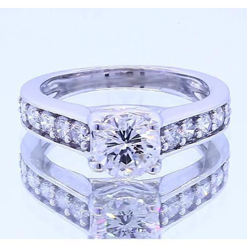 Real Round Diamond 2 Carats Engagement Ring Channel Set White Gold 14K