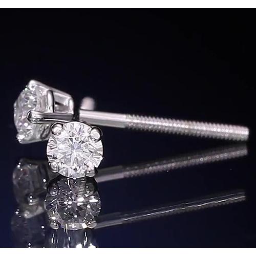 Real Round Diamond Basket Style Earring Studs 1.30 Carats